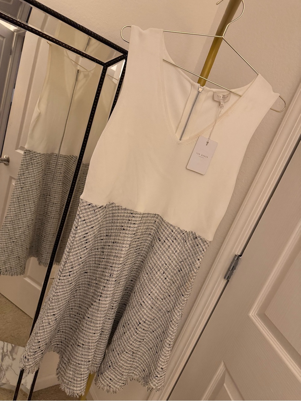 Ted Baker London NWT Cream Tweed Fit & Flare Dress Size 6